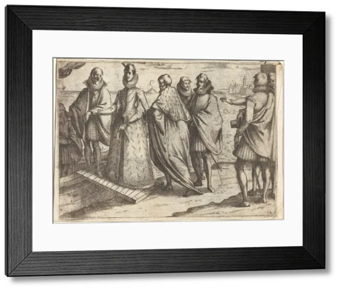 Framed Print : Embarkation at Genoa [recto], 1612. Creator: Jacques Callot