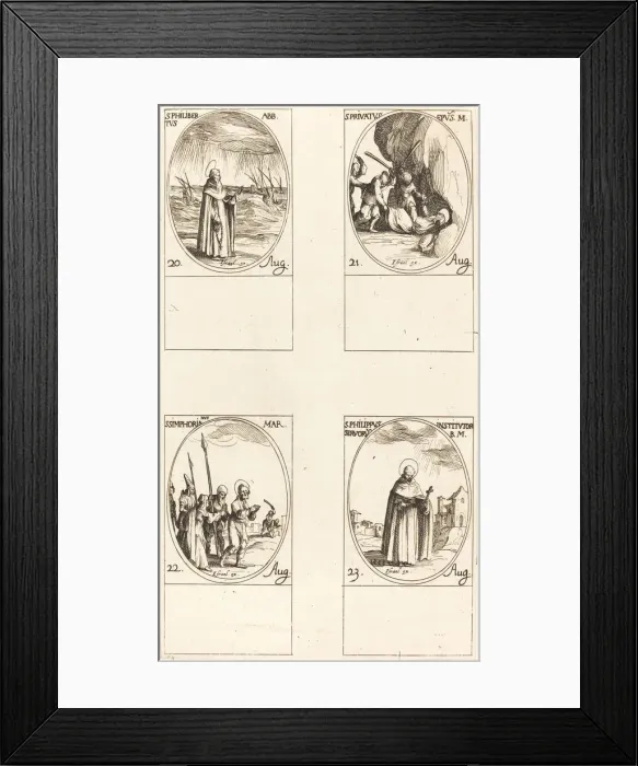 Framed Print : St. Philibert, Abbot; St. Privatus; St. Symphorian; St. Philip. Creator: Jacques Callot Framed Print : St. Philibert, Abbot; St. Privatus; St. Symphorian; St. Philip. Creator: Jacques Callot