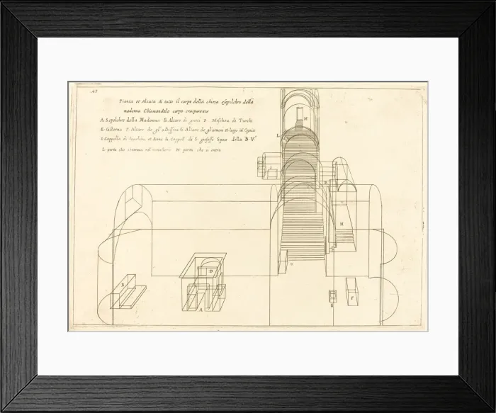 Framed Print : Plan and Elevation of the Church of the Madonnas Sepulchre, 1619 Framed Print : Plan and Elevation of the Church of the Madonnas Sepulchre, 1619