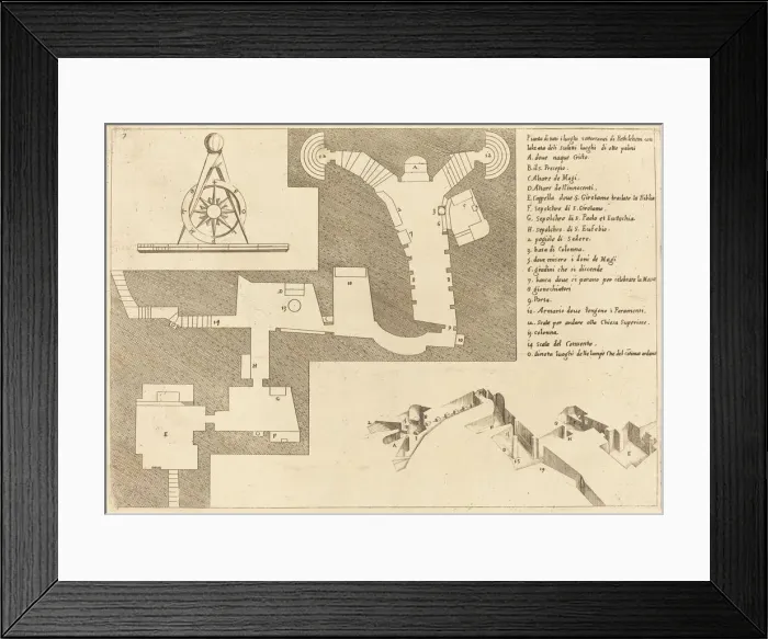 Framed Print : Plan of All the Important Places in Bethlehem, 1619. Creator: Jacques Callot Framed Print : Plan of All the Important Places in Bethlehem, 1619. Creator: Jacques Callot