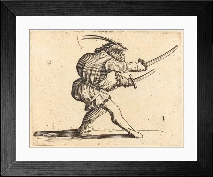 Framed Print : Duellist with Two Sabers, c. 1622. Creator: Jacques Callot Framed Print : Duellist with Two Sabers, c. 1622. Creator: Jacques Callot
