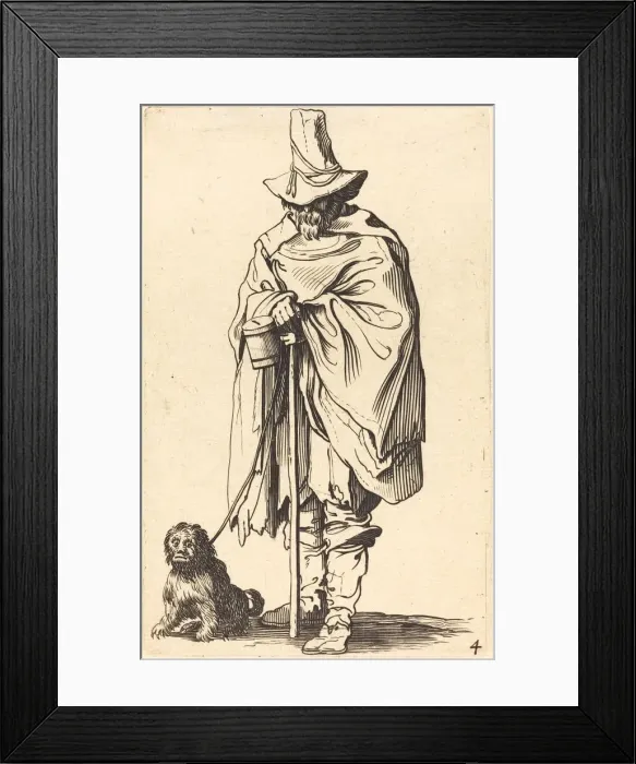 Framed Print : Beggar with Dog. Creator: Unknown Framed Print : Beggar with Dog. Creator: Unknown