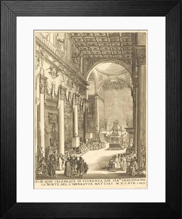 Framed Print : The Catafalque of the Emperor Mathias. Creator: Jacques Callot Framed Print : The Catafalque of the Emperor Mathias. Creator: Jacques Callot