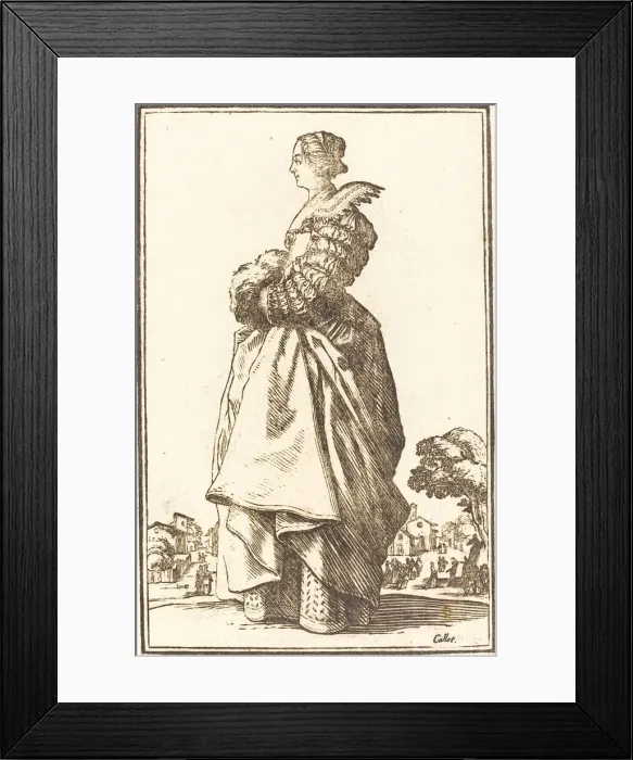 Framed Print : Noble Woman in Profile with her Hands in a Muff. Creator: Unknown Framed Print : Noble Woman in Profile with her Hands in a Muff. Creator: Unknown