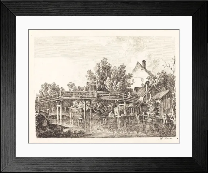 Framed Print : Der kleine Isarsteg, 1806. Creator: Johann Georg von Dillis Framed Print : Der kleine Isarsteg, 1806. Creator: Johann Georg von Dillis