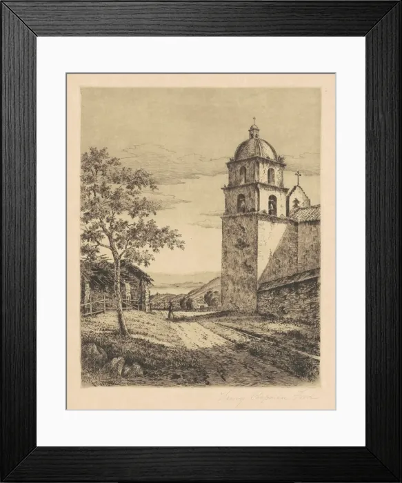Framed Print : Mission Santa Barbara, Looking South, 1888. Creator: Henry Chapman Ford Framed Print : Mission Santa Barbara, Looking South, 1888. Creator: Henry Chapman Ford