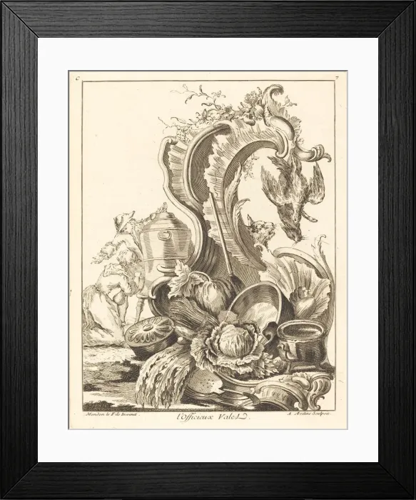 Framed Print : l Officieux Valet, 1736. Creator: Antoine Aveline Framed Print : l Officieux Valet, 1736. Creator: Antoine Aveline