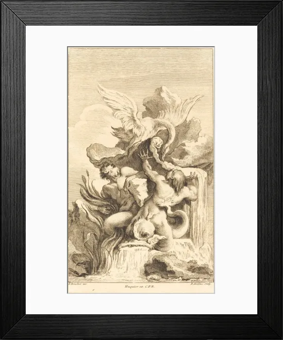 Framed Print : Two Tritons and a Swan, in or after 1736. Creator: Pierre Alexandre Aveline Framed Print : Two Tritons and a Swan, in or after 1736. Creator: Pierre Alexandre Aveline