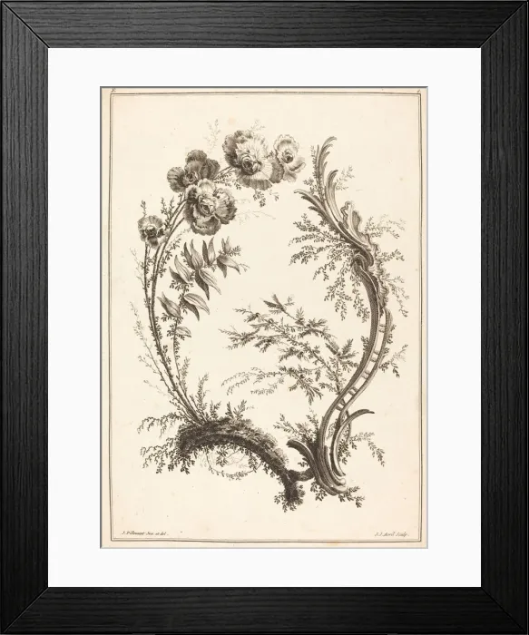 Framed Print : Ornament with Flowers. Creator: Jean Jacques Avril Framed Print : Ornament with Flowers. Creator: Jean Jacques Avril
