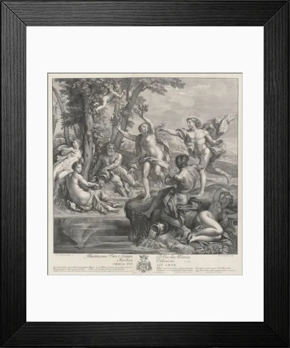 Framed Print : Omnia Vincit Amor [Apollo and Daphne], 1728. Creator: Robert van Audenaerde