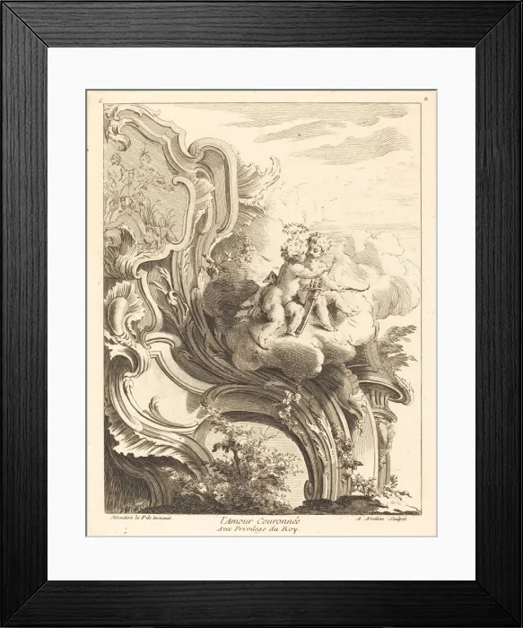 Framed Print : L Amour Couronnee, 1736. Creator: Antoine Aveline Framed Print : L Amour Couronnee, 1736. Creator: Antoine Aveline