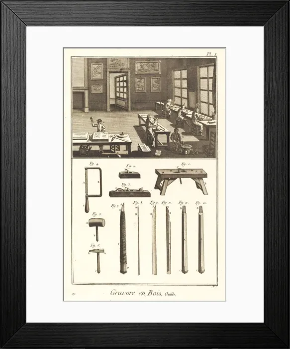 Framed Print : Gravure en Bois, Outils: pl. I, 1771 / 1779. Creator: Antonio Baratta Framed Print : Gravure en Bois, Outils: pl. I, 1771 / 1779. Creator: Antonio Baratta