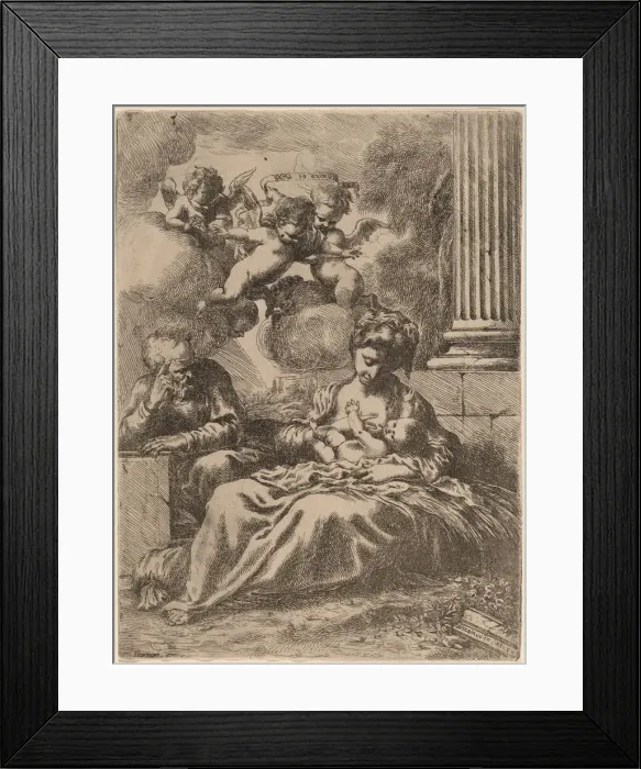 Framed Print : The Holy Family by a Column, c. 1655. Creator: Bartolomeo Biscaino Framed Print : The Holy Family by a Column, c. 1655. Creator: Bartolomeo Biscaino