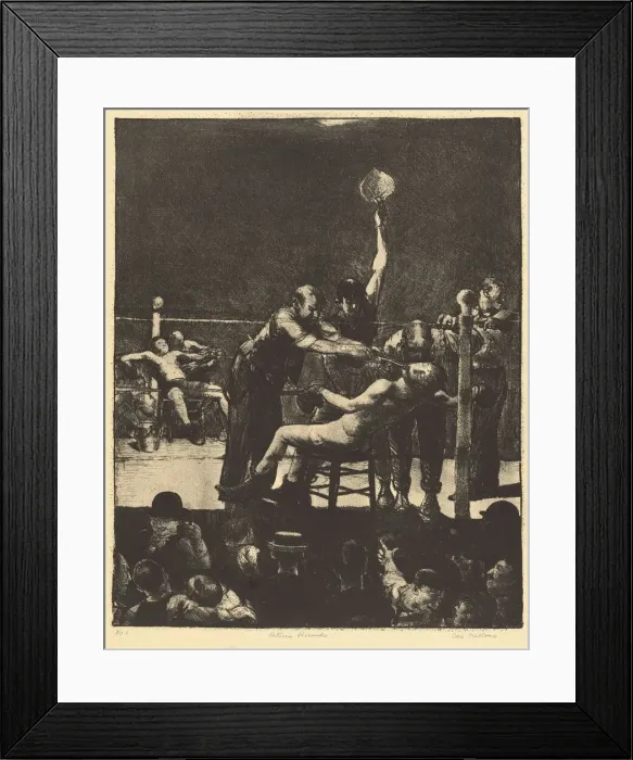 Framed Print : Between Rounds, large, first stone, 1916. Creator: George Wesley Bellows Framed Print : Between Rounds, large, first stone, 1916. Creator: George Wesley Bellows