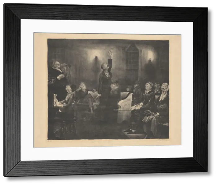 Framed Print : Prayer Meeting, second stone, 1916. Creator: George Wesley Bellows Framed Print : Prayer Meeting, second stone, 1916. Creator: George Wesley Bellows