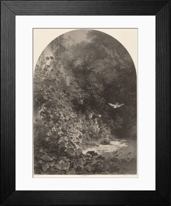 Framed Print : Un Coin de Jardin. Creator: Karl Bodmer Framed Print : Un Coin de Jardin. Creator: Karl Bodmer
