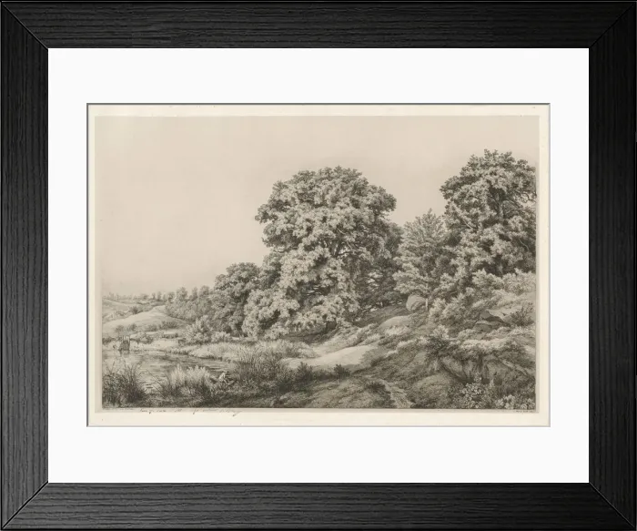 Framed Print : Oaks near a Pond, 1852. Creator: Eugene Blery Framed Print : Oaks near a Pond, 1852. Creator: Eugene Blery