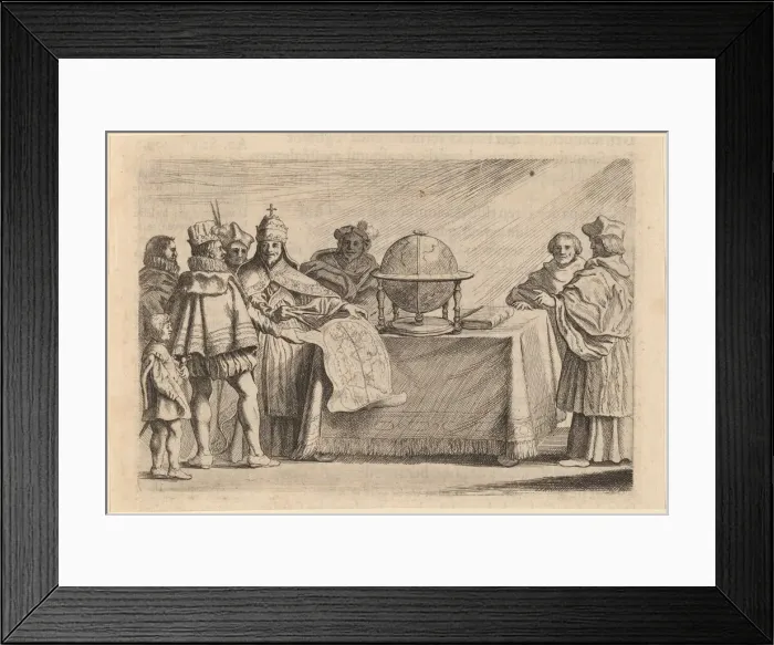Framed Print : The Partitioning of the Globe between Spain and Portugal, 1634. Creator: Willem Basse Framed Print : The Partitioning of the Globe between Spain and Portugal, 1634. Creator: Willem Basse