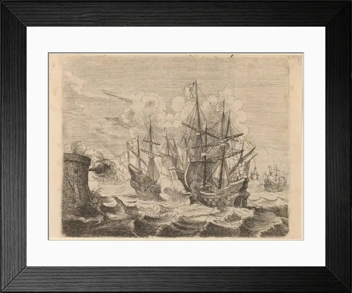 Framed Print : Heemskercks Victory Over the Spanish Fleet at Gibraltar, 1634. Creator: Willem Basse Framed Print : Heemskercks Victory Over the Spanish Fleet at Gibraltar, 1634. Creator: Willem Basse