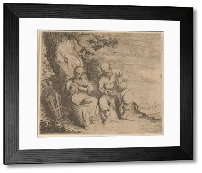 Framed Print : Peasant Couple Sitting under a Tree, c. 1630 / 1660. Creator: Willem Basse Framed Print : Peasant Couple Sitting under a Tree, c. 1630 / 1660. Creator: Willem Basse