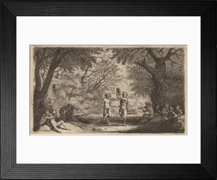 Framed Print : Bacchanal with a Dancing Couple in the Center. Creator: Willem Basse
