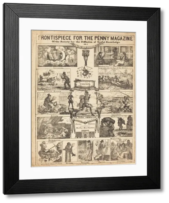Framed Print : Frontispiece for the Penny Magazine of the Society for the Diffusion of Knowledge: Vo Framed Print : Frontispiece for the Penny Magazine of the Society for the Diffusion of Knowledge: Vo