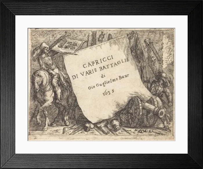 Framed Print : Capricci di varie battaglie (Title Page), 1635. Creator: Johann Wilhelm Baur Framed Print : Capricci di varie battaglie (Title Page), 1635. Creator: Johann Wilhelm Baur