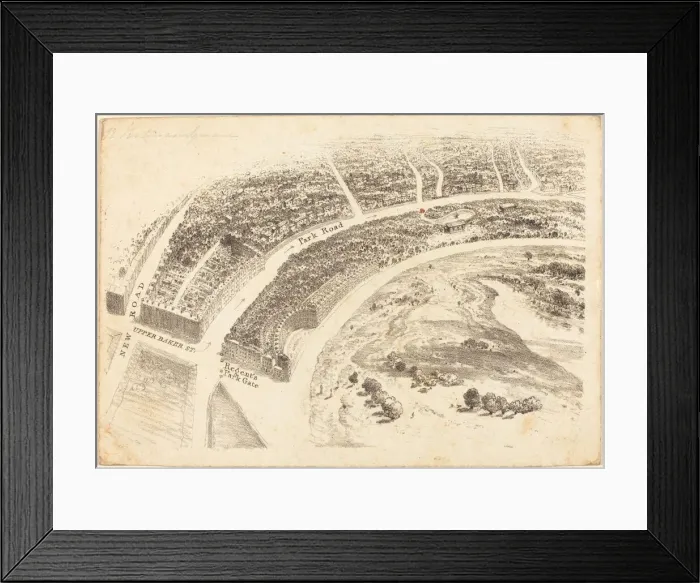 Framed Print : Invitation? with Aerial View of Regents Park, 1824. Creator: Unknown Framed Print : Invitation? with Aerial View of Regents Park, 1824. Creator: Unknown