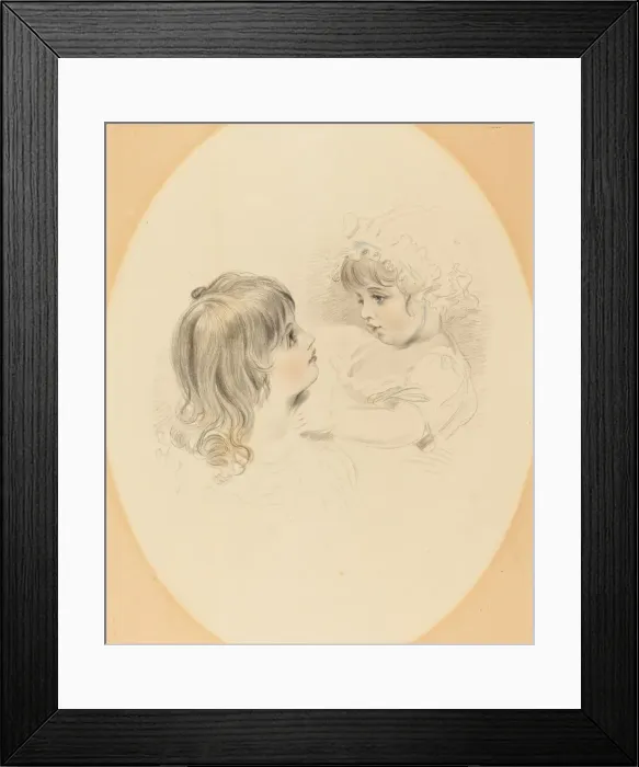 Framed Print : Two Children, early 19th century. Creator: Unknown Framed Print : Two Children, early 19th century. Creator: Unknown