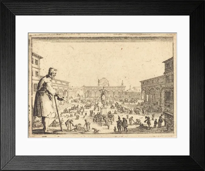 Framed Print : Piazza SS. Annunziata, Florence, c. 1617. Creator: Jacques Callot Framed Print : Piazza SS. Annunziata, Florence, c. 1617. Creator: Jacques Callot