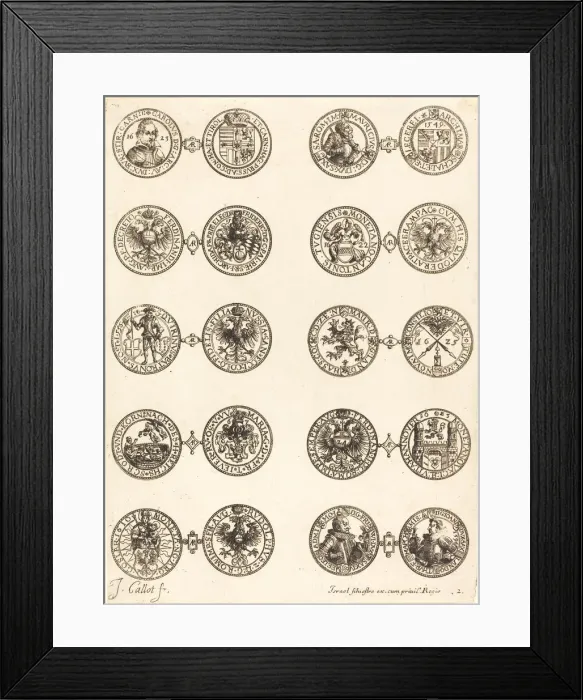 Framed Print : Coins [plate 2]. Creator: Jacques Callot