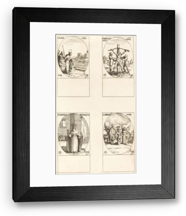 Framed Print : St. Aurea; St. Bartholomew; St. Louis; St. Genesius. Creator: Jacques Callot Framed Print : St. Aurea; St. Bartholomew; St. Louis; St. Genesius. Creator: Jacques Callot