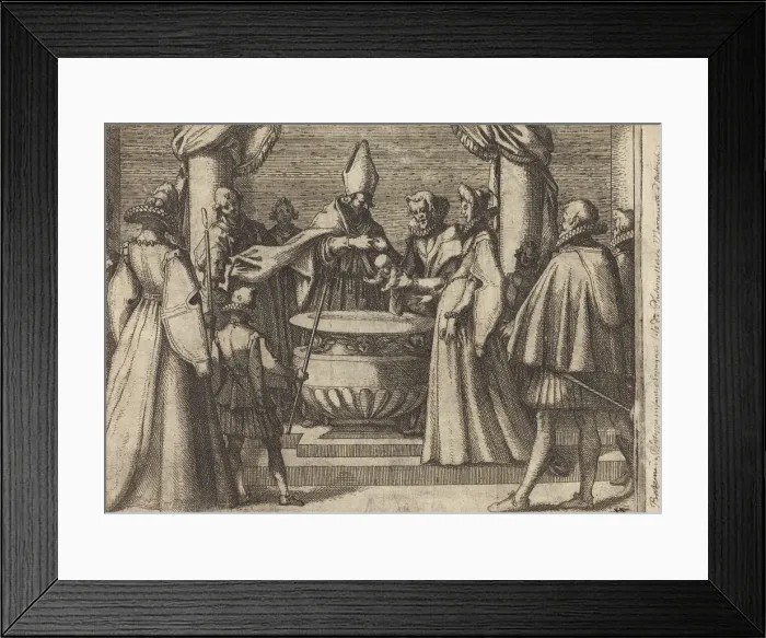 Framed Print : Baptism of the Prince of Spain [verso], 1612. Creator: Jacques Callot