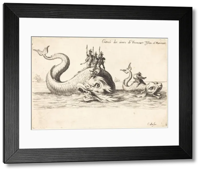 Framed Print : Entry of Mm. de Vroncourt, Tyllon, and Marimont, 1627. Creator: Jacques Callot Framed Print : Entry of Mm. de Vroncourt, Tyllon, and Marimont, 1627. Creator: Jacques Callot