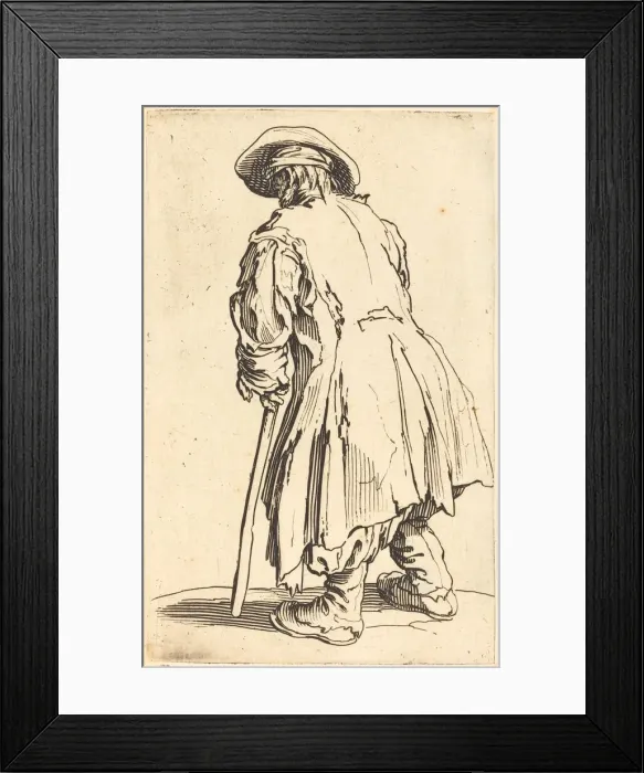 Framed Print : Old Beggar with One Crutch, c. 1622. Creator: Jacques Callot Framed Print : Old Beggar with One Crutch, c. 1622. Creator: Jacques Callot