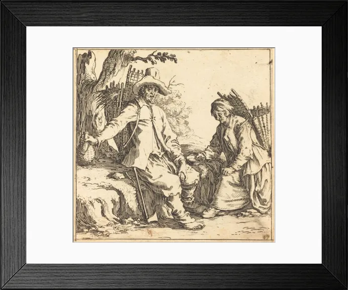 Framed Print : Peasant Couple at Rest, c. 1621. Creator: Jacques Callot Framed Print : Peasant Couple at Rest, c. 1621. Creator: Jacques Callot