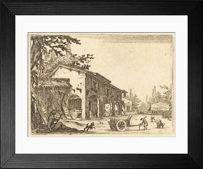 Framed Print : Courtyard of a Farm, c. 1622. Creator: Jacques Callot Framed Print : Courtyard of a Farm, c. 1622. Creator: Jacques Callot
