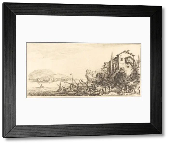 Framed Print : The Small Port, probably c. 1630. Creator: Jacques Callot Framed Print : The Small Port, probably c. 1630. Creator: Jacques Callot
