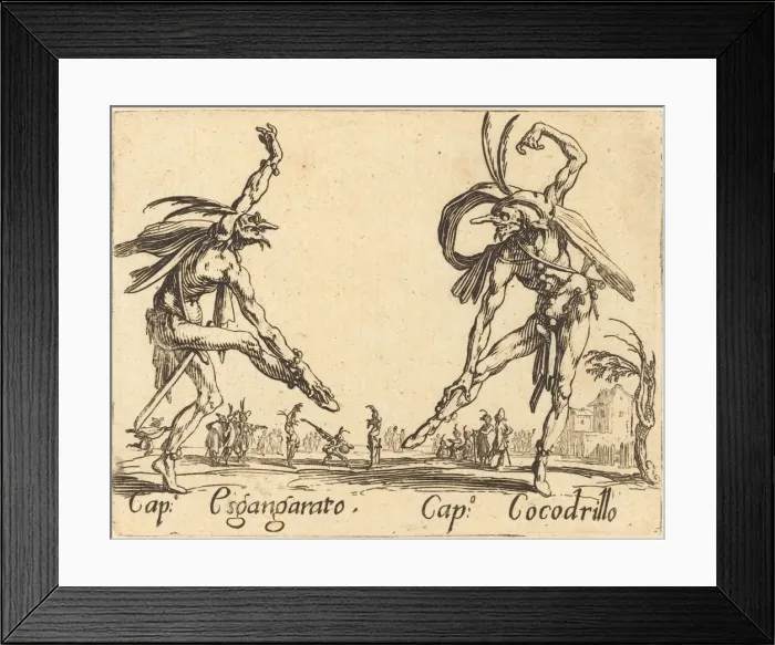 Framed Print : Cap. Esgangarato and Cap. Cocodrillo, c. 1622. Creator: Jacques Callot Framed Print : Cap. Esgangarato and Cap. Cocodrillo, c. 1622. Creator: Jacques Callot