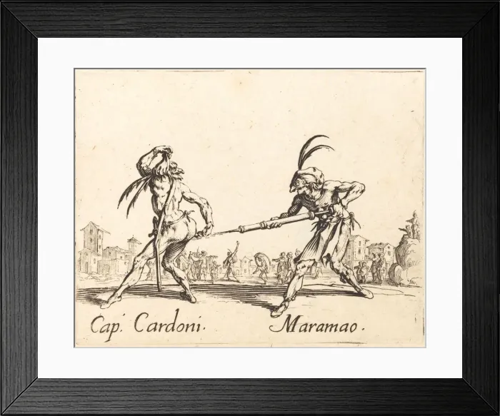 Framed Print : Cap. Cardoni and Maramao, c. 1622. Creator: Jacques Callot Framed Print : Cap. Cardoni and Maramao, c. 1622. Creator: Jacques Callot