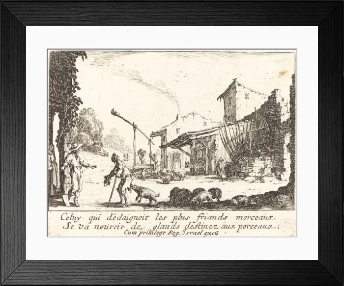 Framed Print : The Swineherd, 1635. Creator: Jacques Callot Framed Print : The Swineherd, 1635. Creator: Jacques Callot