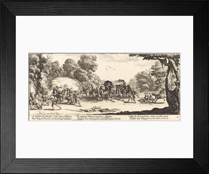 Framed Print : Attack on a Coach, c. 1633. Creator: Jacques Callot Framed Print : Attack on a Coach, c. 1633. Creator: Jacques Callot