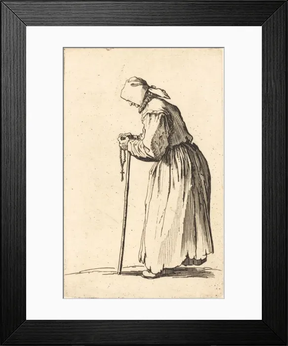 Framed Print : Beggar Woman with Rosary, c. 1622. Creator: Jacques Callot Framed Print : Beggar Woman with Rosary, c. 1622. Creator: Jacques Callot