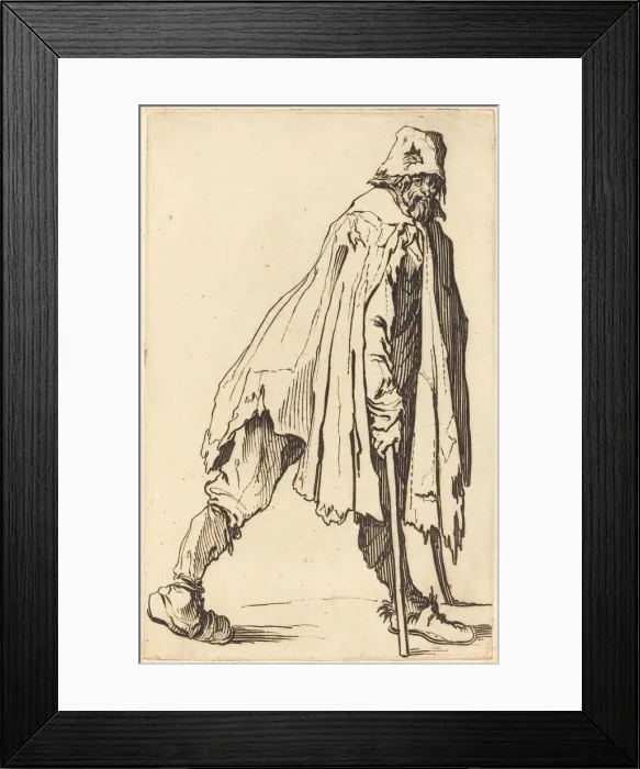 Framed Print : Beggar with Crutches and Cap, c. 1622. Creator: Jacques Callot Framed Print : Beggar with Crutches and Cap, c. 1622. Creator: Jacques Callot