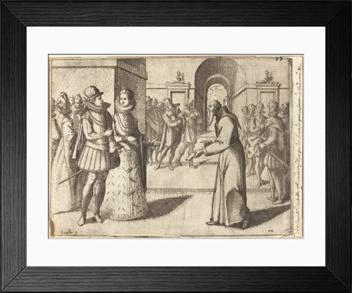 Framed Print : A Capucin bringing the thanks of the King of Bavaria [recto], 1612