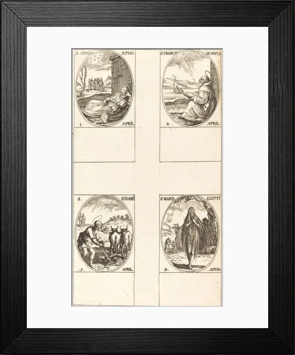 Framed Print : St. Hugo; St. Francis of Paula; St. Mary of Egypt; St. Richard. Creator: Jacques Callot Framed Print : St. Hugo; St. Francis of Paula; St. Mary of Egypt; St. Richard. Creator: Jacques Callot
