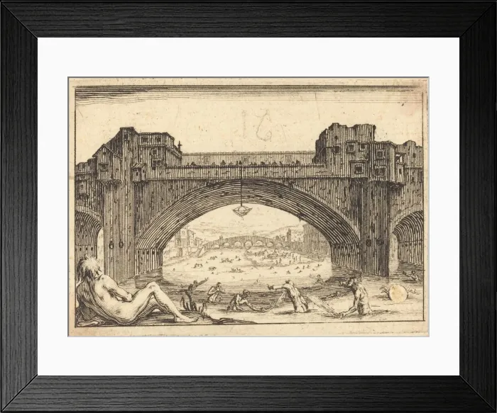 Framed Print : Ponte Vecchio, Florence, c. 1617. Creator: Jacques Callot Framed Print : Ponte Vecchio, Florence, c. 1617. Creator: Jacques Callot
