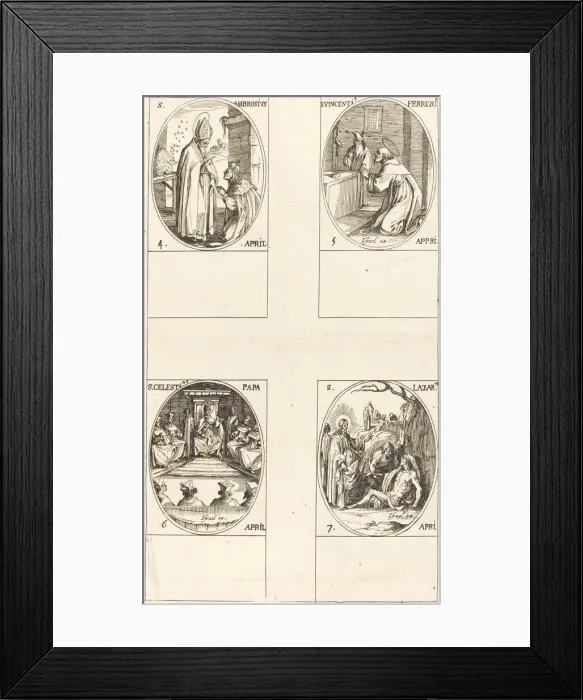 Framed Print : St. Ambrose; St. Vincent Ferrer; St. Celestin; St. Lazarus. Creator: Jacques Callot Framed Print : St. Ambrose; St. Vincent Ferrer; St. Celestin; St. Lazarus. Creator: Jacques Callot