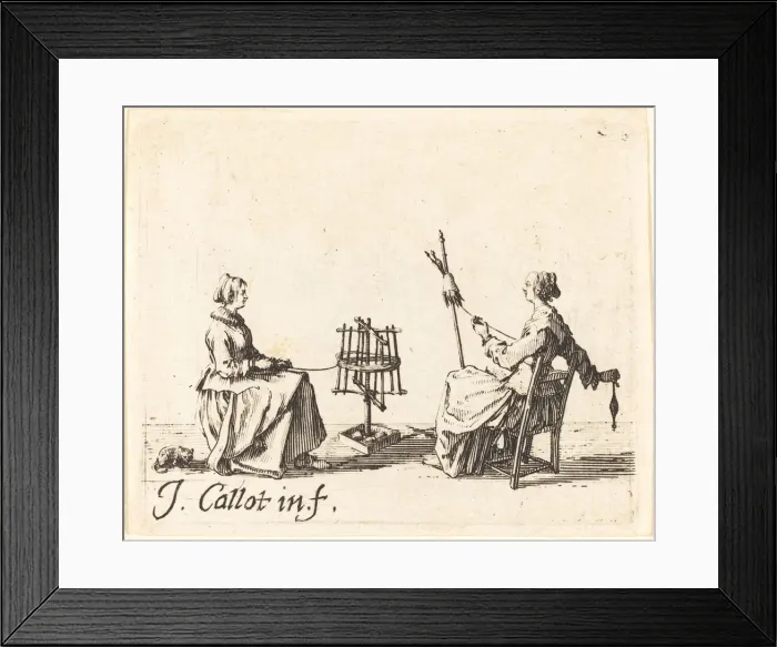 Framed Print : The Winder and the Spinner, c. 1623. Creator: Jacques Callot Framed Print : The Winder and the Spinner, c. 1623. Creator: Jacques Callot