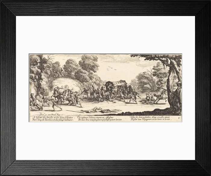 Framed Print : Attack on a Coach, c. 1633. Creator: Jacques Callot Framed Print : Attack on a Coach, c. 1633. Creator: Jacques Callot